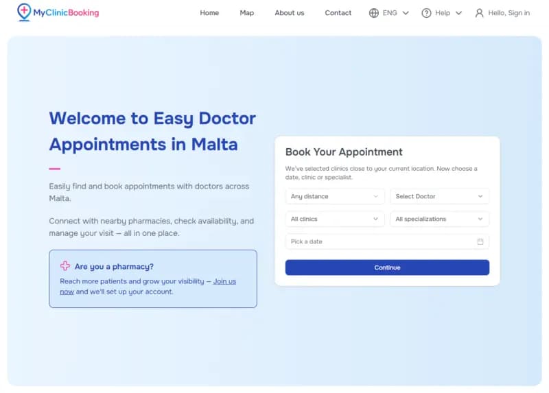 Malta homepage view